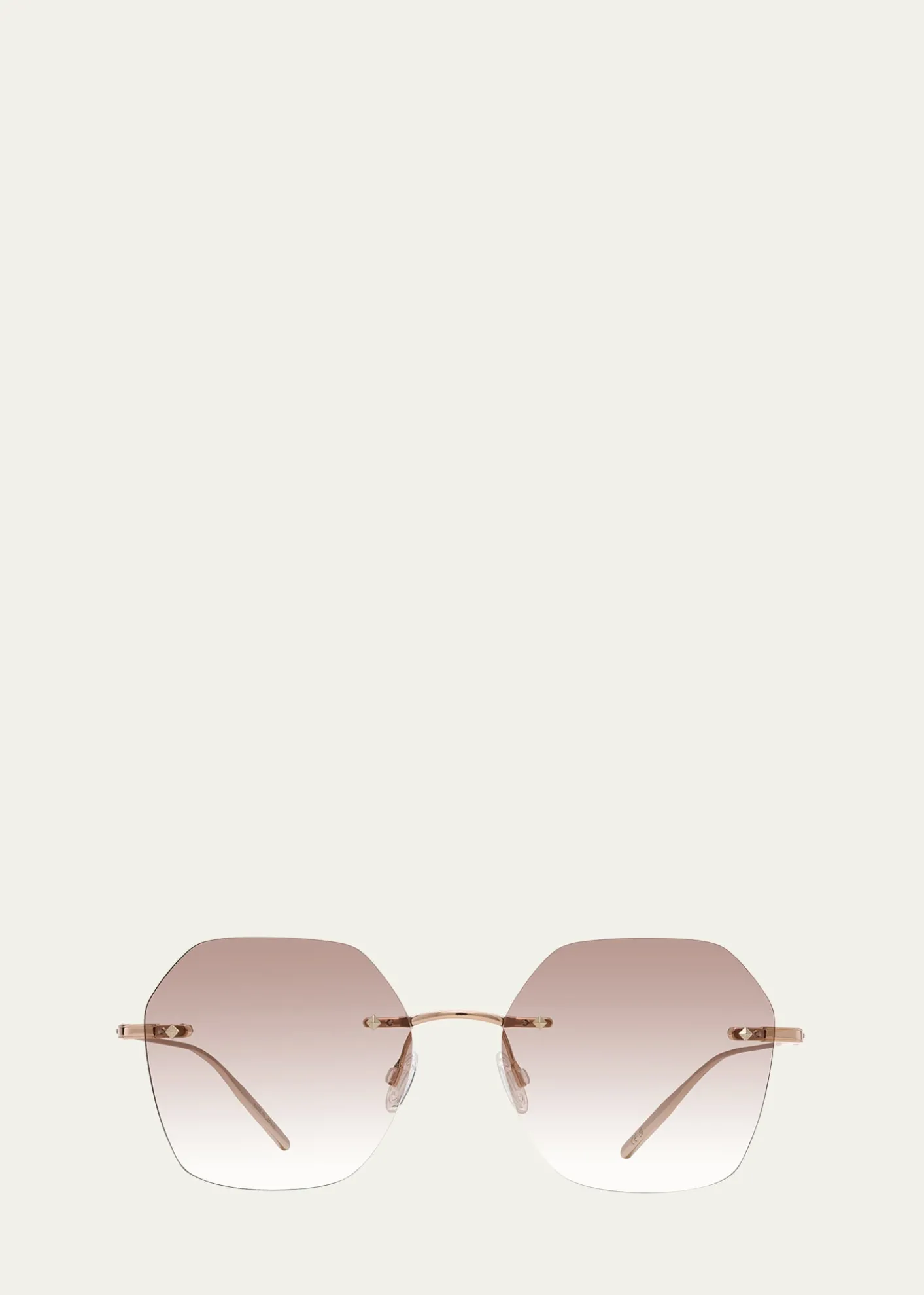 Barton PerreiraRhona Rimless Rose Gold Titanium Square Sunglasses