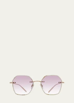 Barton PerreiraRhonda Rose Gold Titanium & Acetate Square Sunglasses