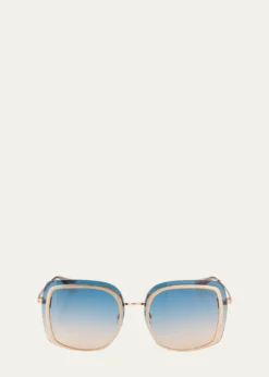 Barton PerreiraHalima 65mm Square Titanium Sunglasses