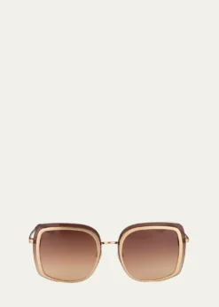 Barton PerreiraHalima 65mm Square Titanium Sunglasses