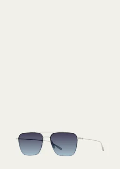 Barton PerreiraMen's Armstrong Titanium Aviator Sunglasses