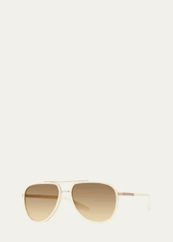 Barton PerreiraMen's Cani Zyl and Titanium Aviator Sunglasses