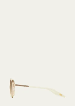 Barton PerreiraMen's Cani Zyl and Titanium Aviator Sunglasses