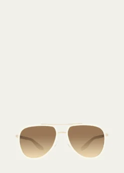 Barton PerreiraMen's Cani Zyl and Titanium Aviator Sunglasses
