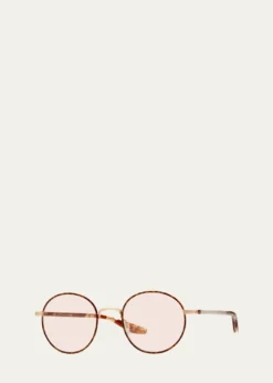 Barton PerreiraMen's Caster Zyl and Titanium Round Sunglasses