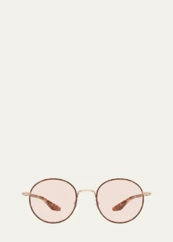 Barton PerreiraMen's Caster Zyl and Titanium Round Sunglasses