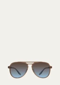 Barton PerreiraMen's Double-Bridge Acetate Aviator Sunglasses