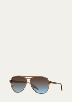Barton PerreiraMen's Double-Bridge Acetate Aviator Sunglasses