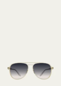 Barton PerreiraMen's Double-Bridge Acetate Aviator Sunglasses
