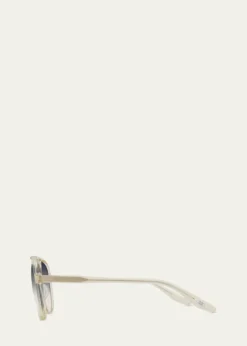Barton PerreiraMen's Double-Bridge Acetate Aviator Sunglasses