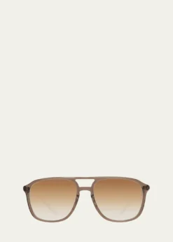 Barton PerreiraMen's Double-Bridge Acetate Aviator Sunglasses