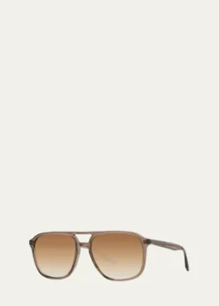 Barton PerreiraMen's Double-Bridge Acetate Aviator Sunglasses