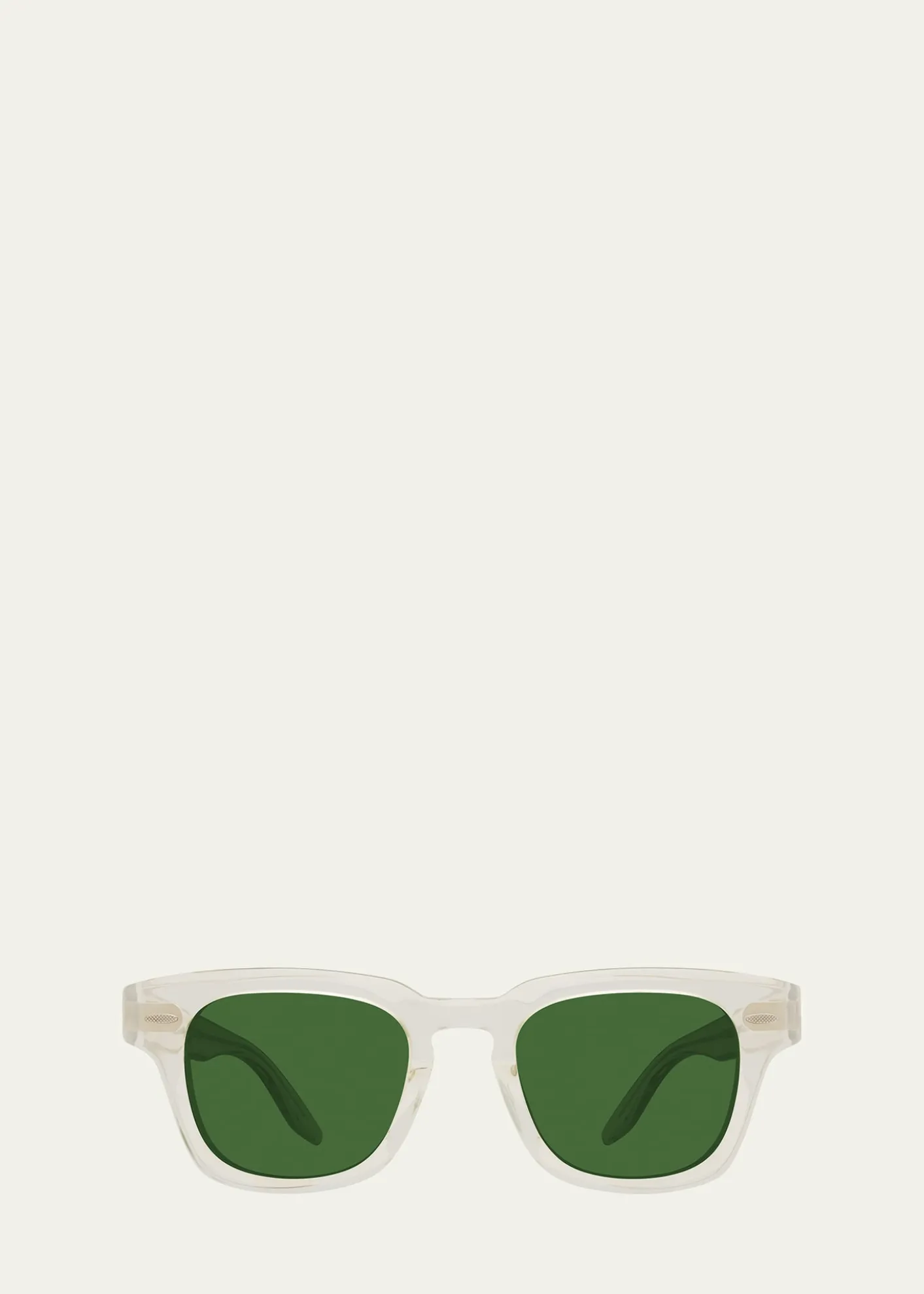 Barton PerreiraMen's Keyhole-Bridge Transparent Acetate Square Sunglasses