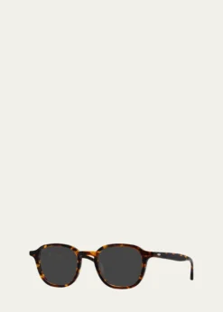 Barton PerreiraMen's Keyhole-Bridge Acetate Square Sunglasses