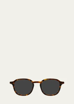 Barton PerreiraMen's Keyhole-Bridge Acetate Square Sunglasses