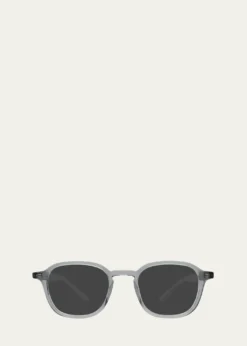 Barton PerreiraMen's Keyhole-Bridge Acetate Square Sunglasses