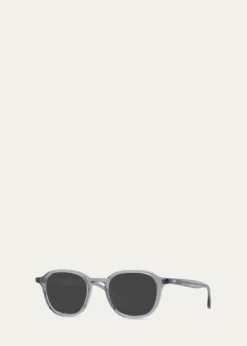 Barton PerreiraMen's Keyhole-Bridge Acetate Square Sunglasses