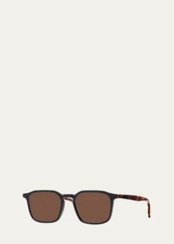 Barton PerreiraMen's Raymond Keyhole-Bridge Acetate Rectangle Sunglasses