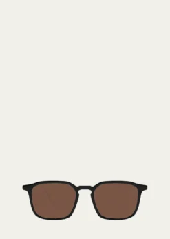 Barton PerreiraMen's Raymond Keyhole-Bridge Acetate Rectangle Sunglasses