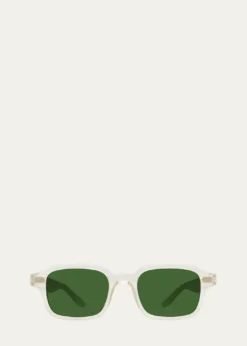 Barton PerreiraMen's Transparent-Acetate Rectangle Sunglasses