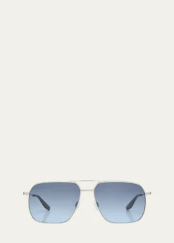 Barton Perreirax 007 Men's Royale Double-Bridge Titanium Aviator Sunglasses