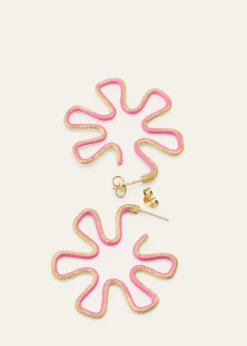 Bea Bongiasca9K Gold Diamond and Pink Enamel Polka Dot Earrings