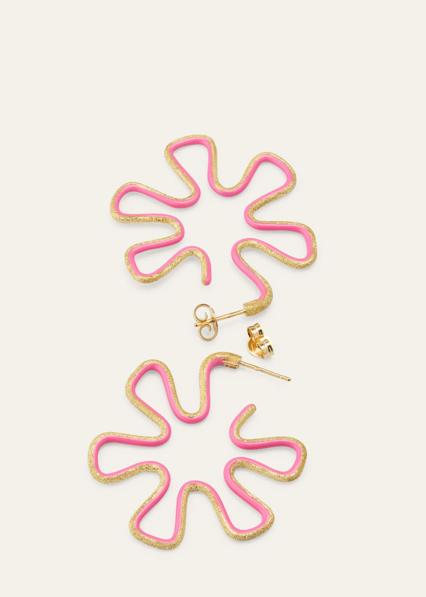 Bea Bongiasca9K Gold Diamond and Pink Enamel Polka Dot Earrings