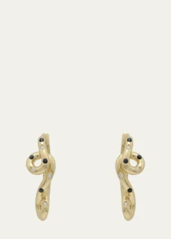 Bea Bongiasca9K Gold Diamond and Black Enamel Polka Dot Earrings