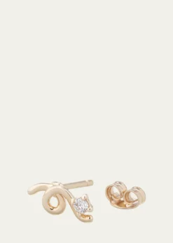 Bea BongiascaMini Loop Earring in 9K Yellow Gold with Diamonds, Single