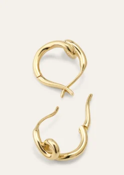 Bea BongiascaSingle Wave Hoop Earrings in 9K Yellow Gold