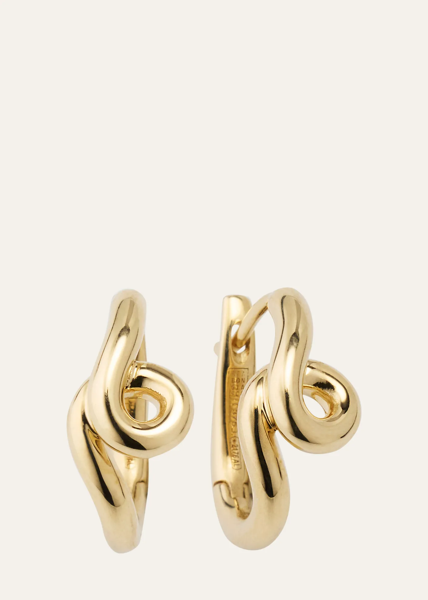 Bea BongiascaSingle Wave Hoop Earrings in 9K Yellow Gold