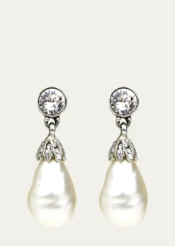 Ben-AmunBaroque Glass-Pearl Crystal Drop Earrings