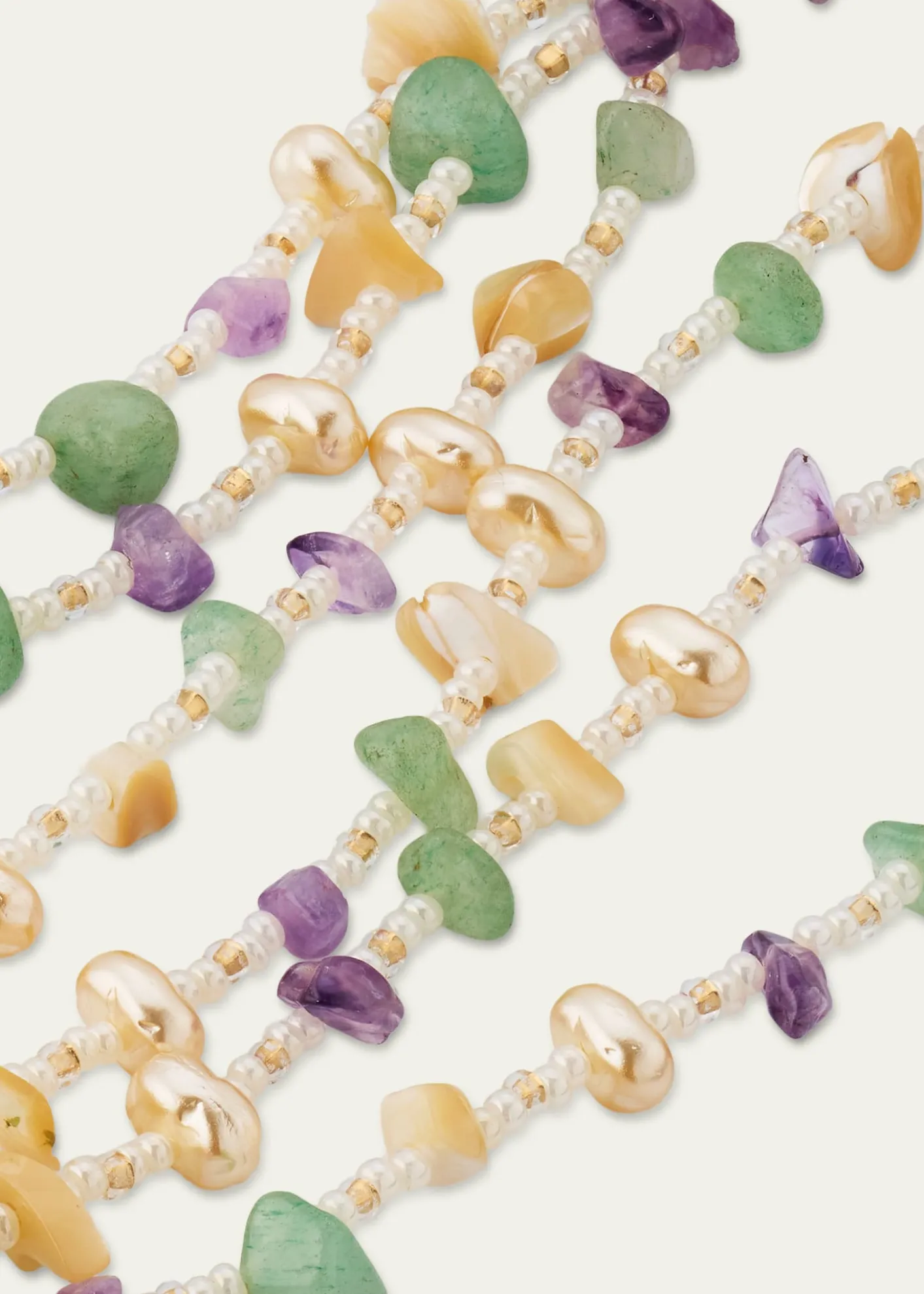 Ben-AmunColorful and Pearly 3-Row Necklace