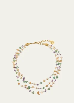 Ben-AmunColorful and Pearly 3-Row Necklace