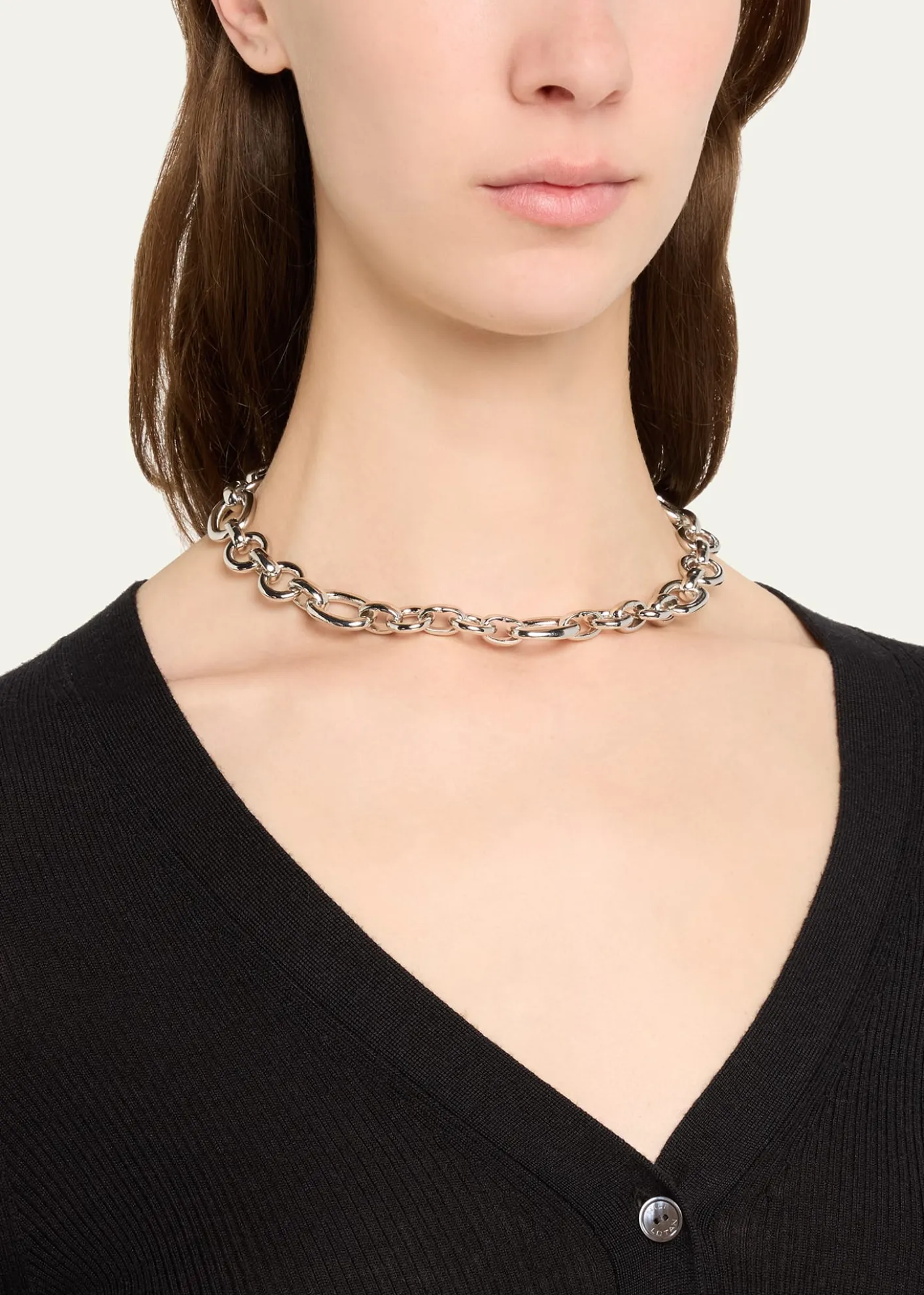 Ben-AmunDonia Silver Round and Oval Link Chain Necklace