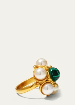 Ben-AmunGold Pearly and Stone Ring