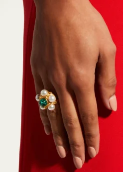 Ben-AmunGold Pearly and Stone Ring