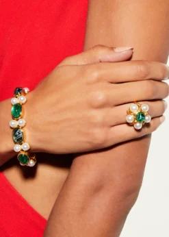 Ben-AmunGold Pearly and Stone Ring