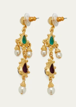 Ben-AmunGold Stone and Pearly Earrings