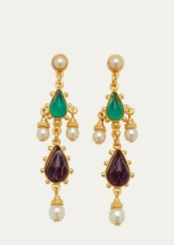 Ben-AmunGold Stone and Pearly Earrings