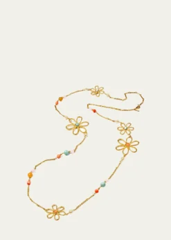 Ben-AmunHippie Flower & Bead Long Necklace