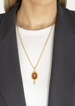 Ben-AmunIntaglio Pendant and Necklace, Gold/Red