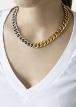 Ben-Amun24k Gold Electroplate and Silver Link Necklace