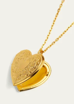 Ben-Amun24k Gold Electroplate Chain Necklace with Heart Locket Pendant