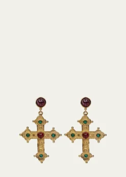 Ben-Amun24k Gold Electroplated Ruby And Emeraldamy Cross Earrings