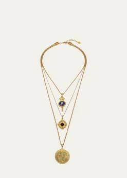 Ben-Amun24k Gold Electroplate Triple Charms Necklace