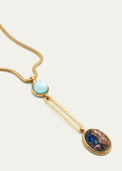 Ben-Amun24K Snake Lariat Necklace with Stones
