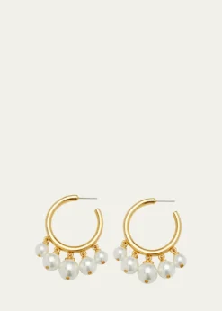 Ben-AmunPearly Drop Hoop Post Earrings