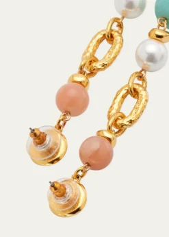 Ben-AmunPearly, Rose Quartz and Amazonite Earrings