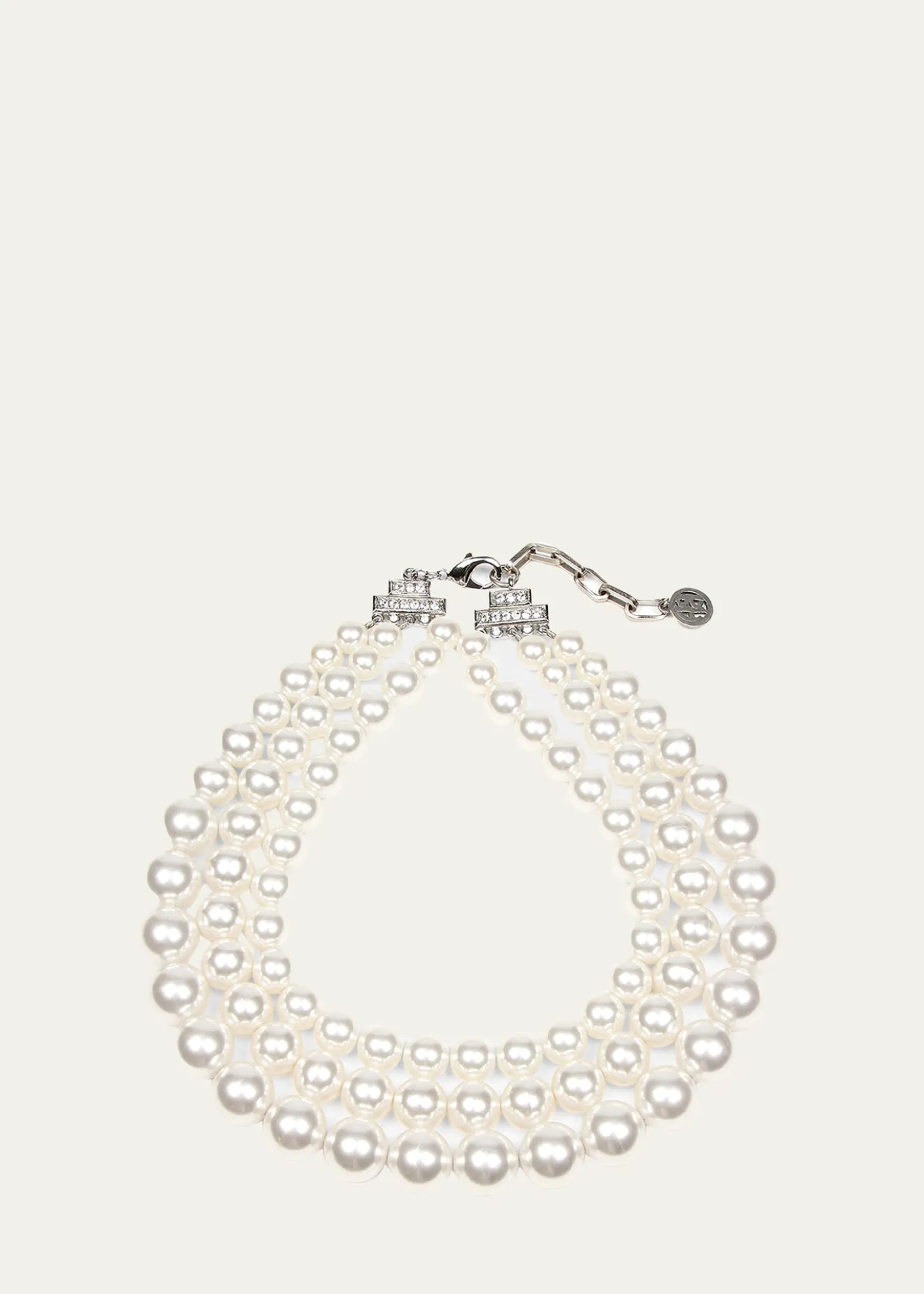 Ben-AmunTriple Glass-Pearl Strand Necklace